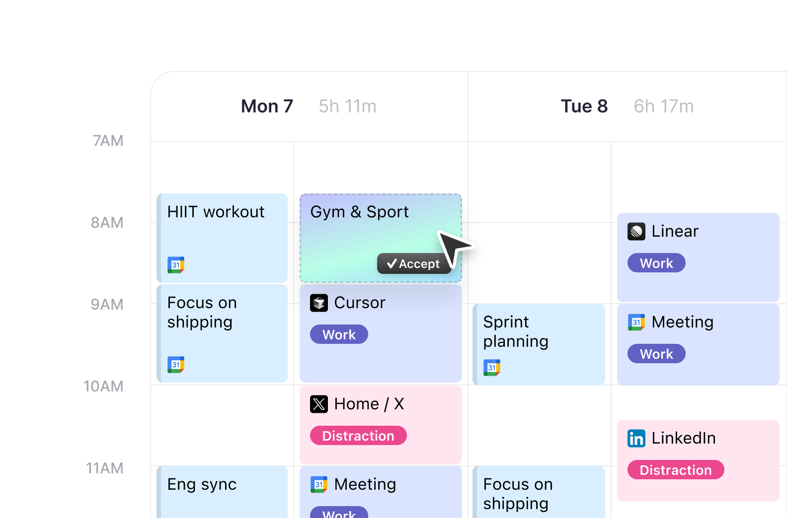 Calendar AI or manual tracking